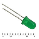 5 mm green 30 mCd 20, Светодиод RUICHI, 5 мм, 30 мКД, угол излучения 20 градусов, зелёный
