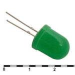 10 mm green 30 mCd 20, Светодиод RUICHI, 10 мм, зелёный, угол излучения 20 градусов